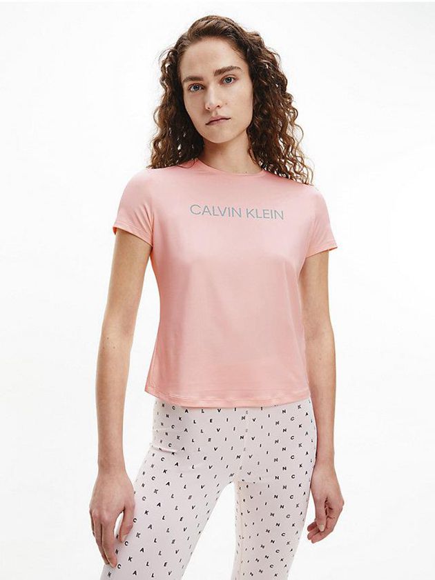 Calvin Klein USA Slim Logo Gym Womens T-Shirt Pink 9503162-CE